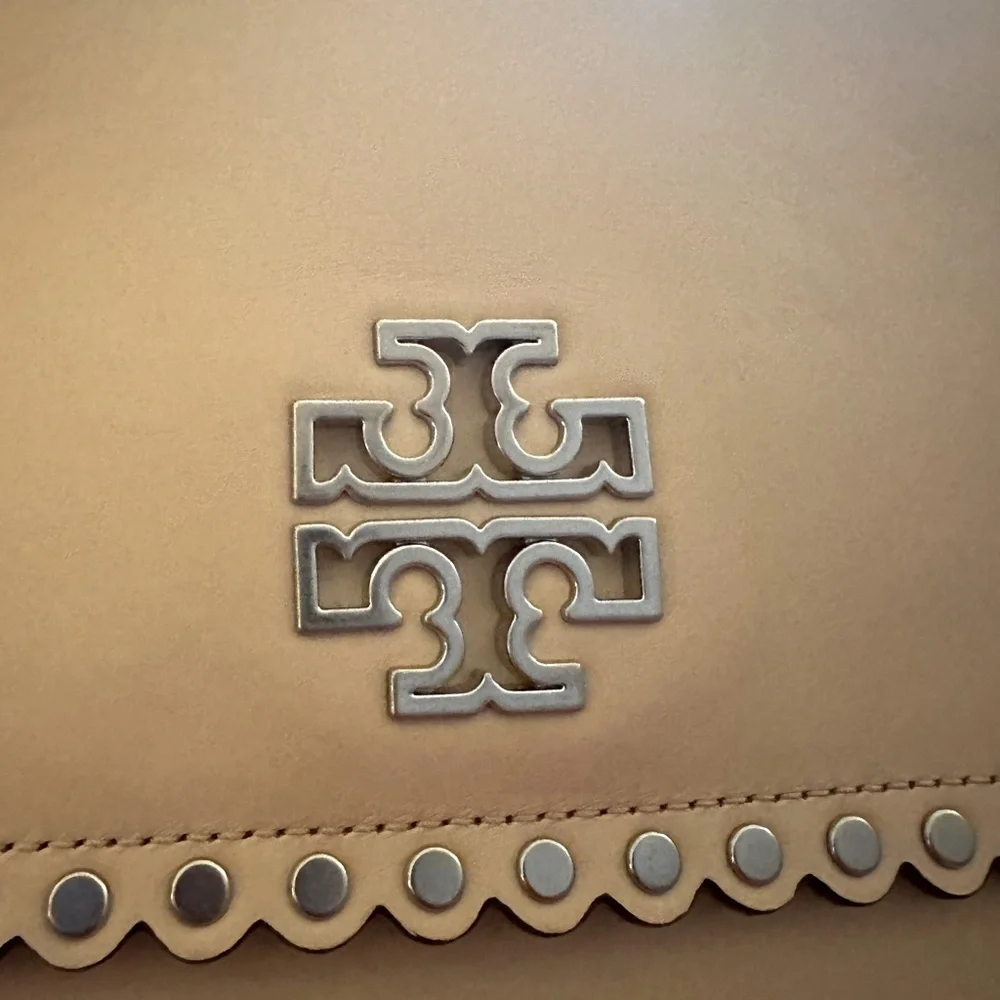 Tory Burch Britten Studs Set Light Nougat Bag + Wallet RARE Matching‎ Set